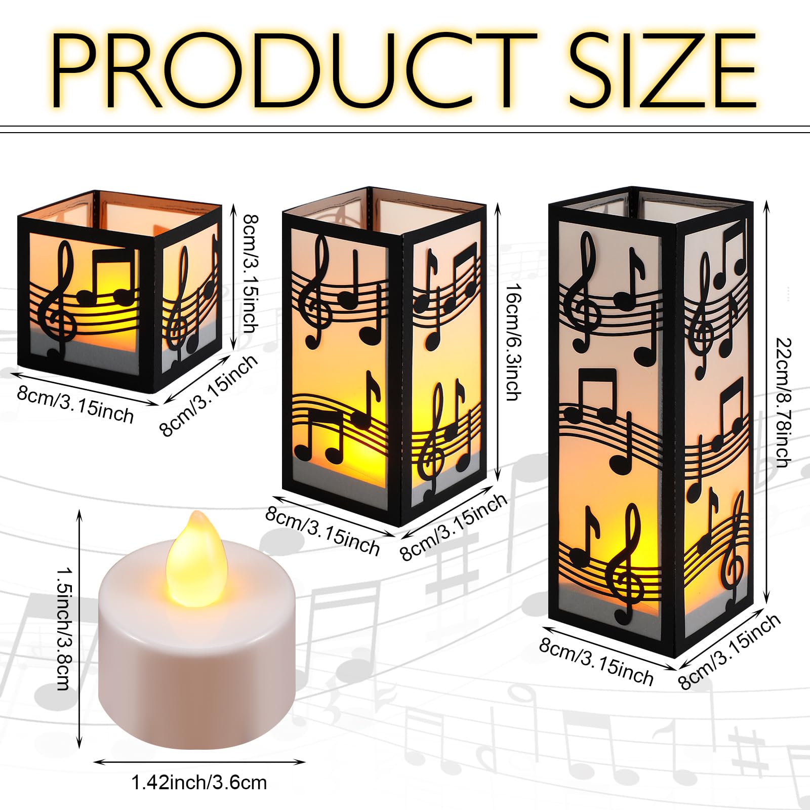 Rossesay music-note lantern box 8x8x22cm creates a focal point for celebrations