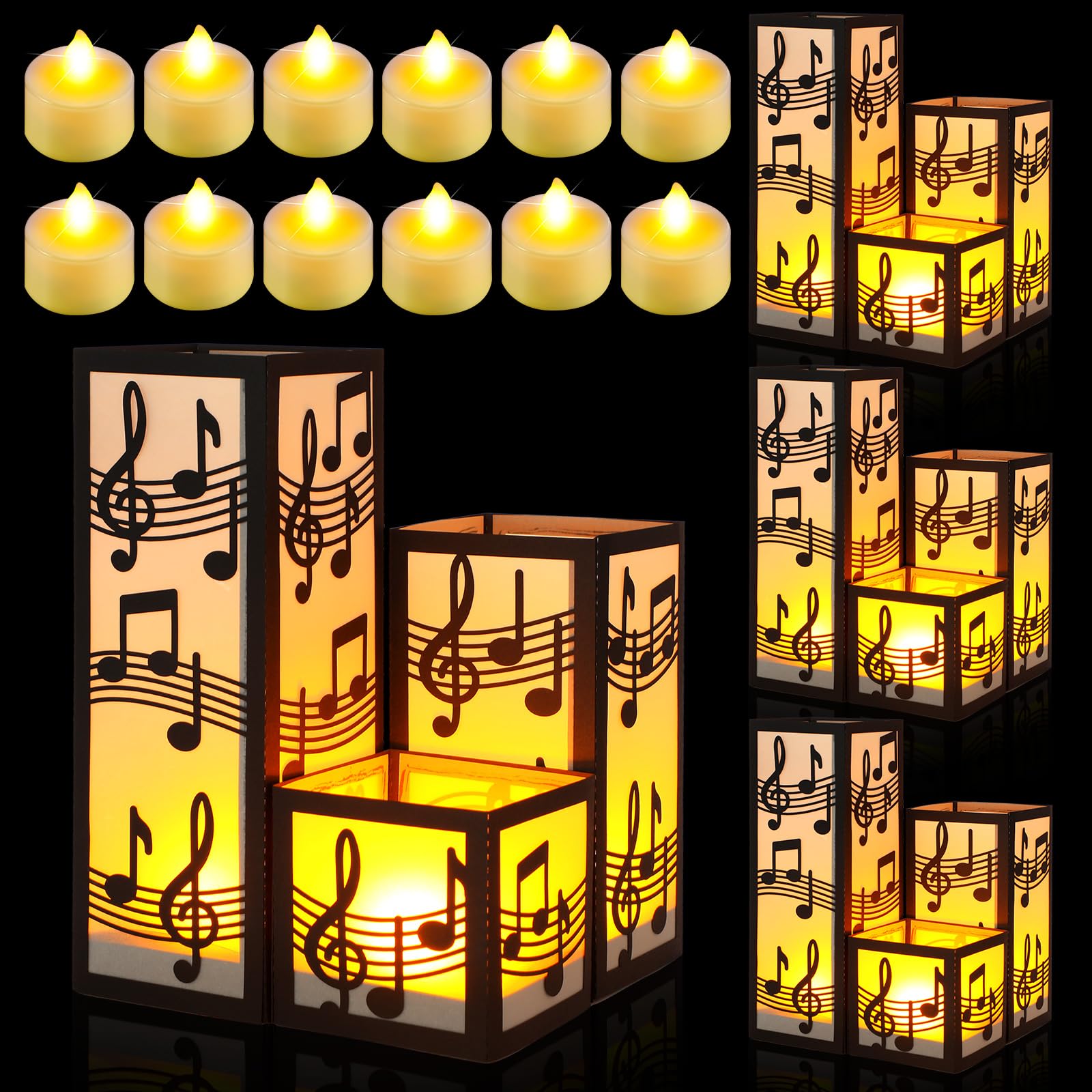 Rossesay music-note lantern box 8x8x8cm for intimate table decor