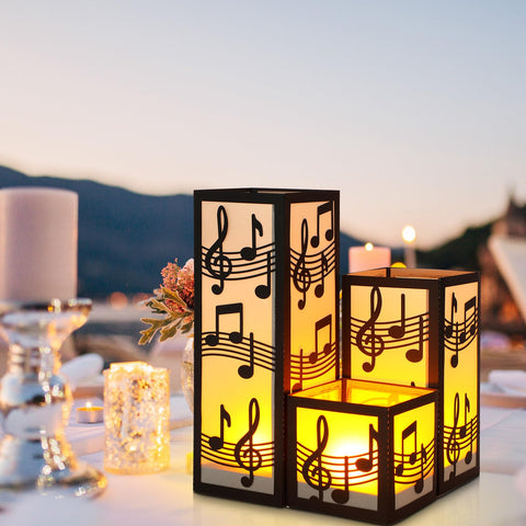 Rossesay table decor lighting enhances music room ambiance.
