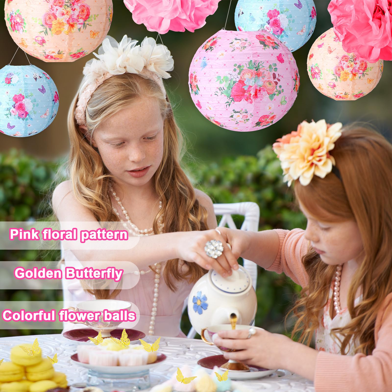 Rossesay tea party white pom pom 10inch adds airy charm to tablescapes