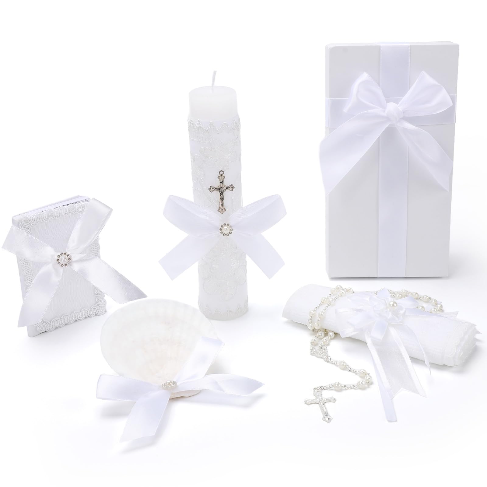 Rotel Baptism candle set white candle close-up highlighting purity for ceremonies