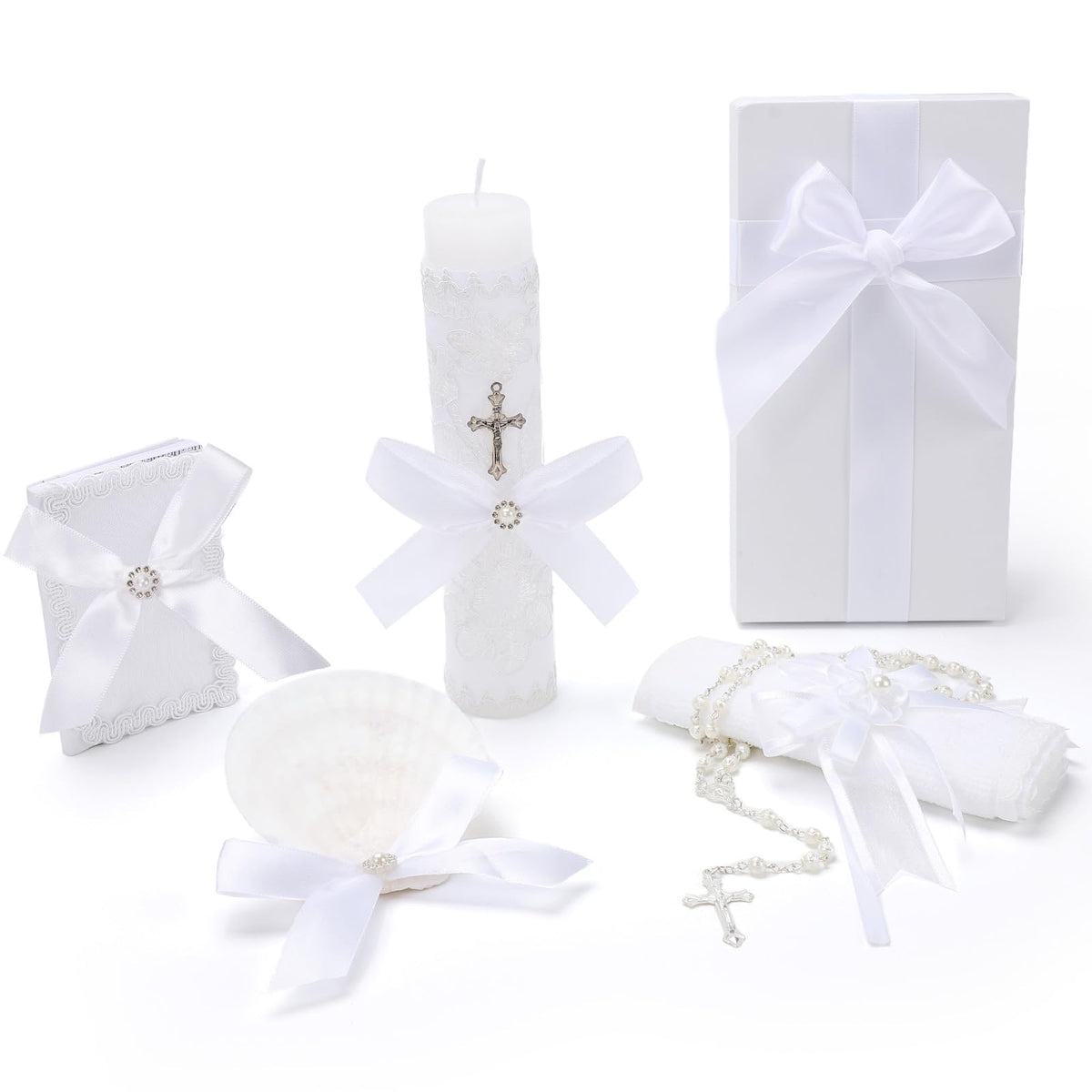 Rotel Baptism candle set white candle close-up highlighting purity for ceremonies