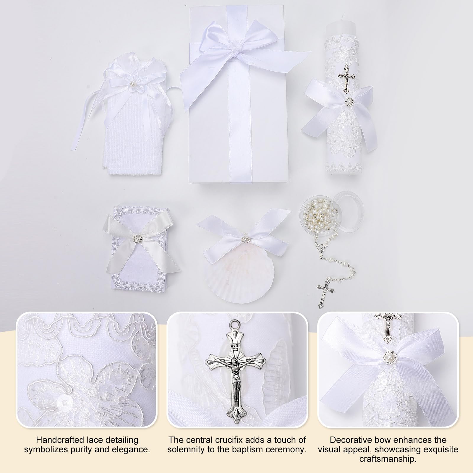 Rotel rosary and shell arranged together, symbolizing tradition and remembrance