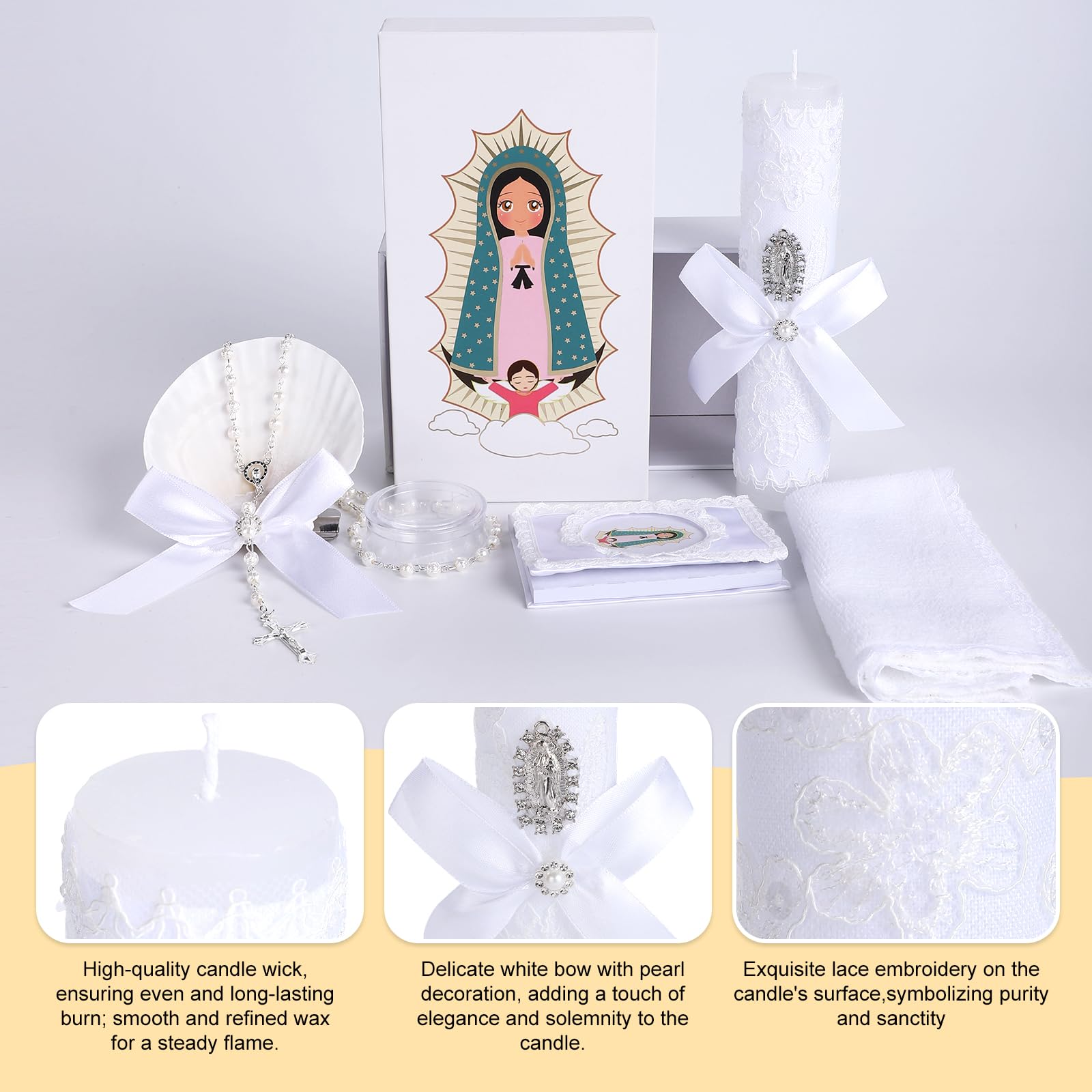 Rotel Baptism Candle Set towel focus, soft towel for christening rituals