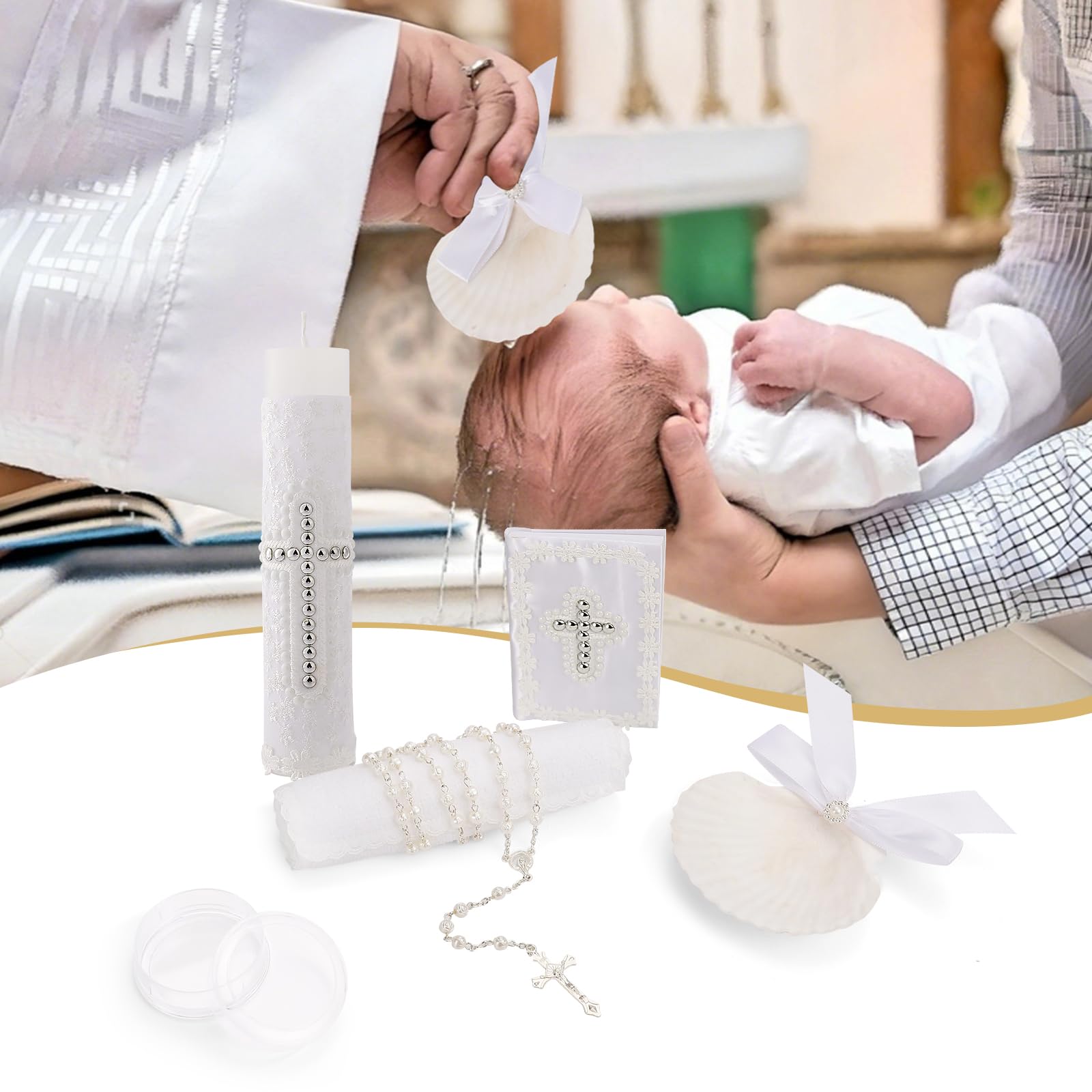 Rotel baptism shell white elegant accent for christening decor
