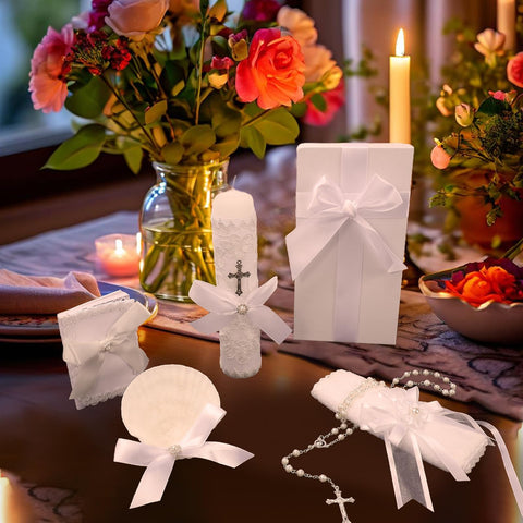 Rotel baptismal towel with bow detail, ideal for ceremonial preparation