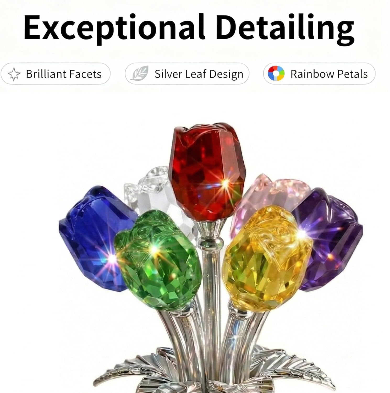 Rotroyce K9 crystal petals catch light, showcasing premium craftsmanship.