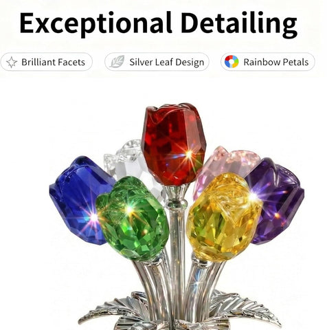 Rotroyce K9 crystal petals catch light, showcasing premium craftsmanship.