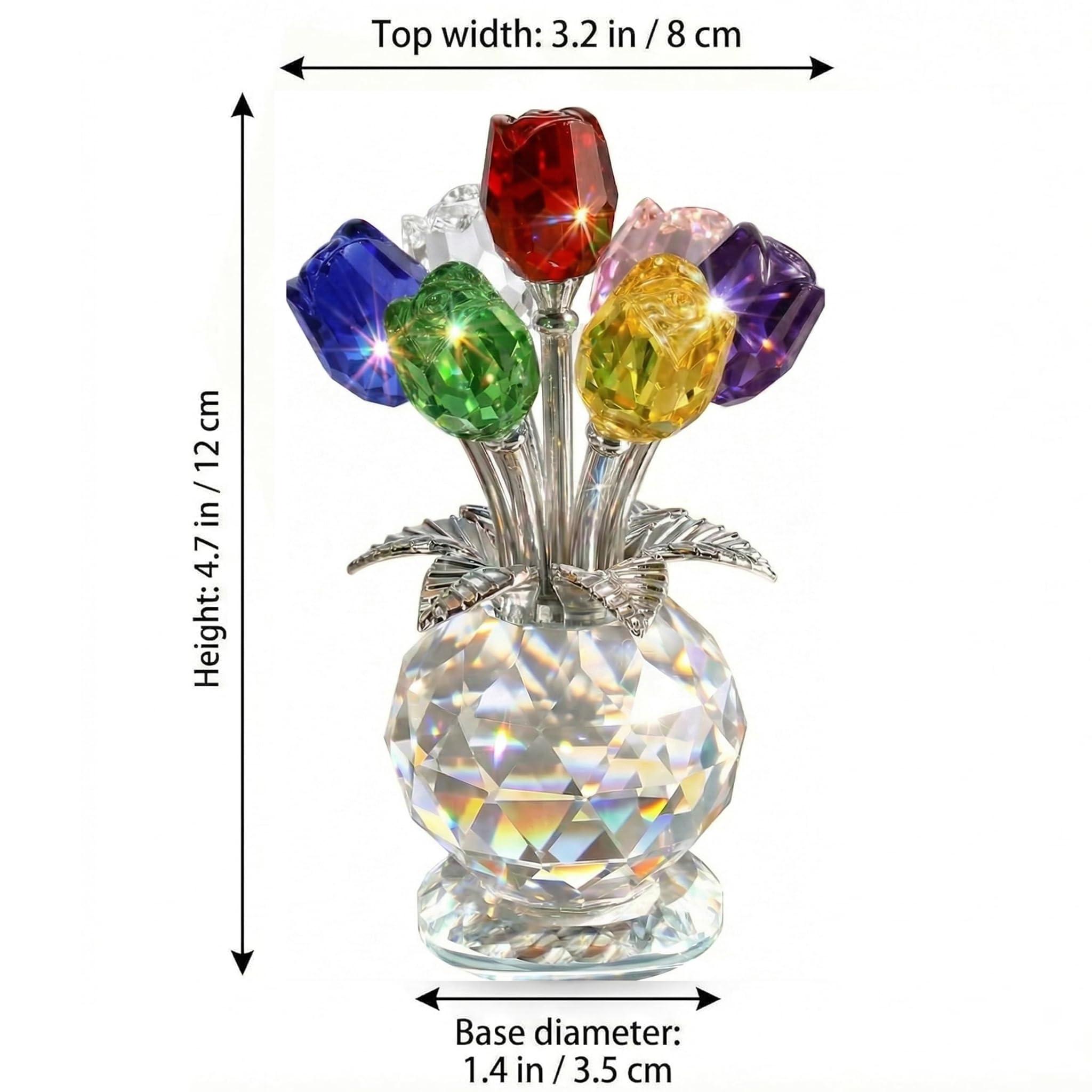 Rotroyce k9 crystal rose detail, precise cut and brilliant reflections.
