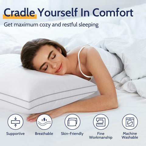 ROUMEA king-size pillows, close-up of breathable loft and fill