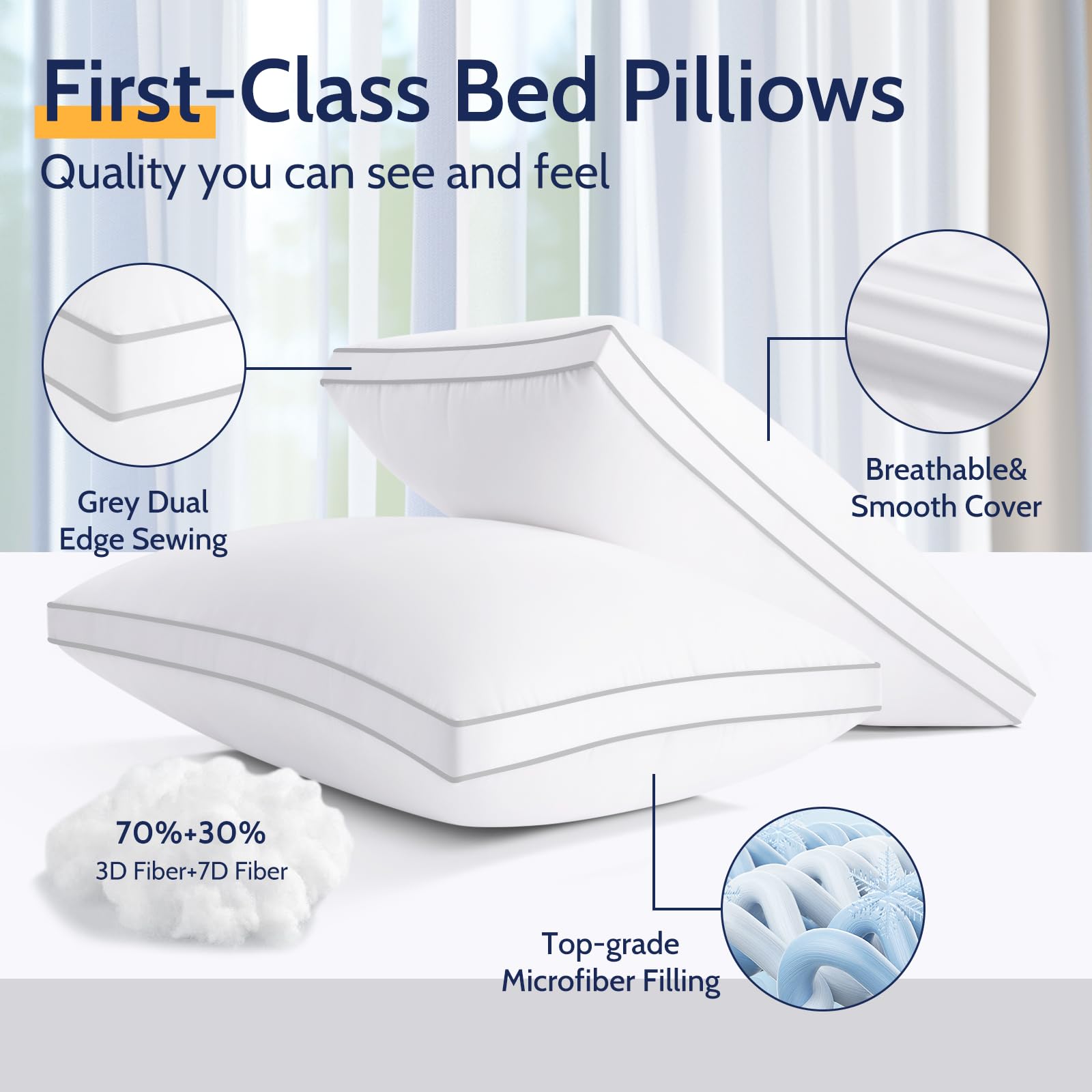 ROUMEA pillows vacuum-packed 2-pack: tap and restore fluff after opening.