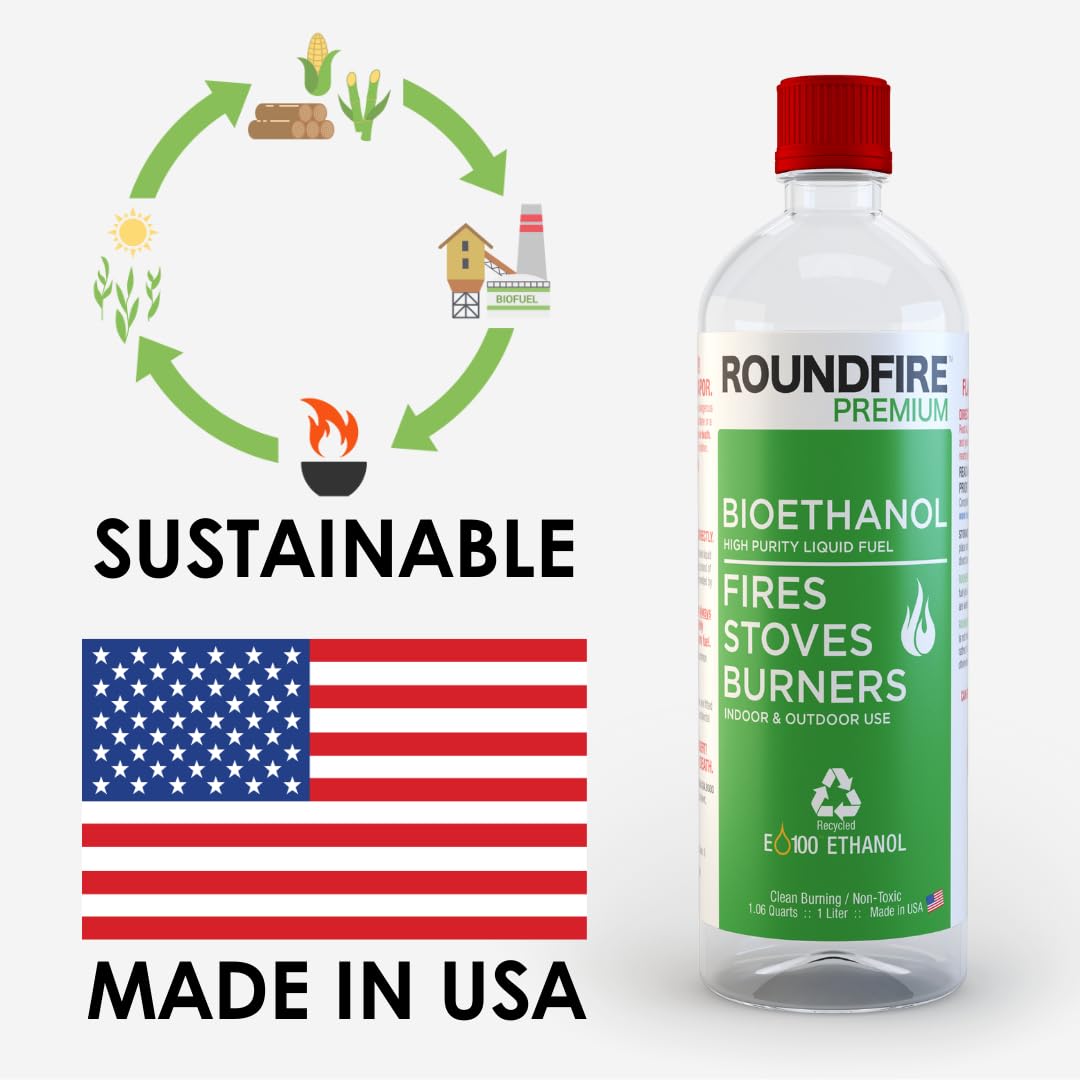 Roundfire Premium 6x1L burner setup for clean, efficient bioethanol operation.
