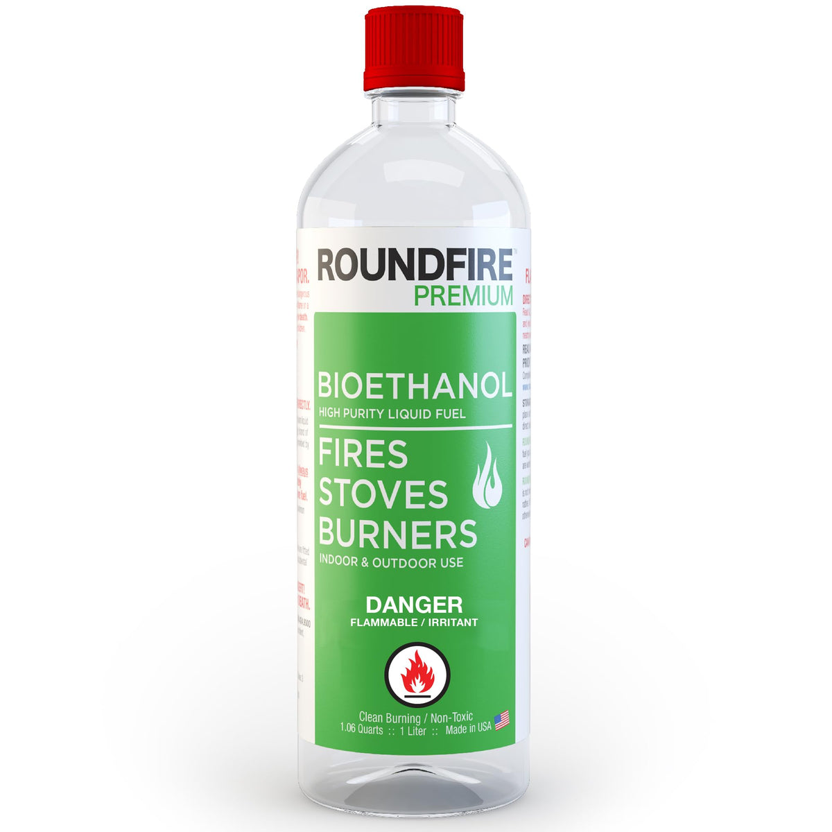Roundfire premium tabletop fuel bottle for clean, steady flame.