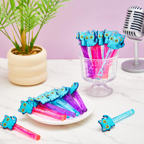 RoundFunny blue cat mini bubble wands pack for party favors and decoration