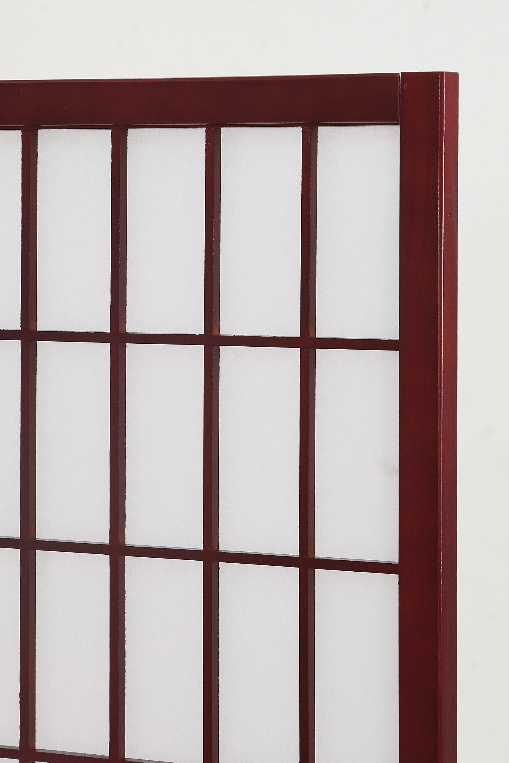Roundhill Furniture 4-panel divider in cherry wood defines spaces in small rooms.