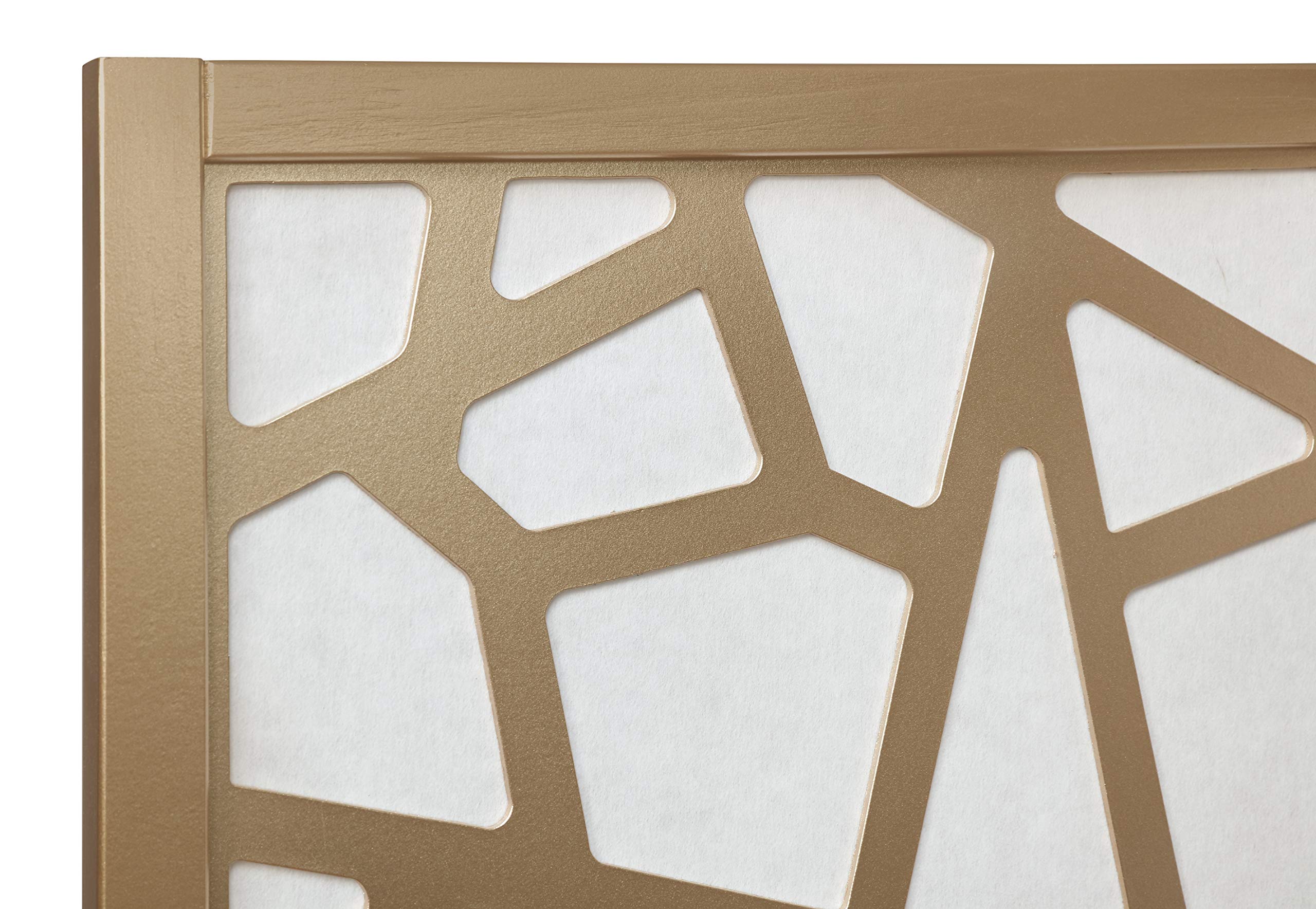 Roundhill Furniture Giyano 4 Panel Screen standing room divider ready for use in living spaces.