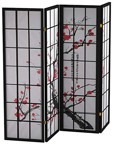 Roundhill Plum Blossom divider in a living room creates a cozy private nook.
