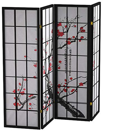 Roundhill Plum Blossom divider in a living room creates a cozy private nook.