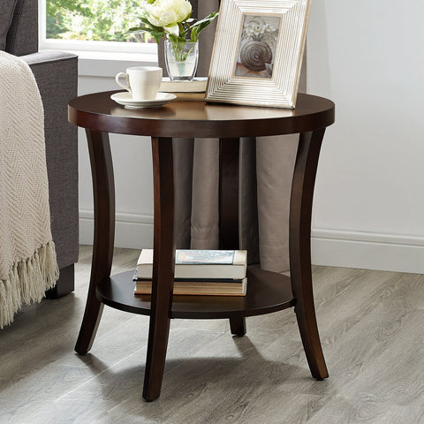 Roundhill Furniture Perth oval end table shelf area showing extra storage.