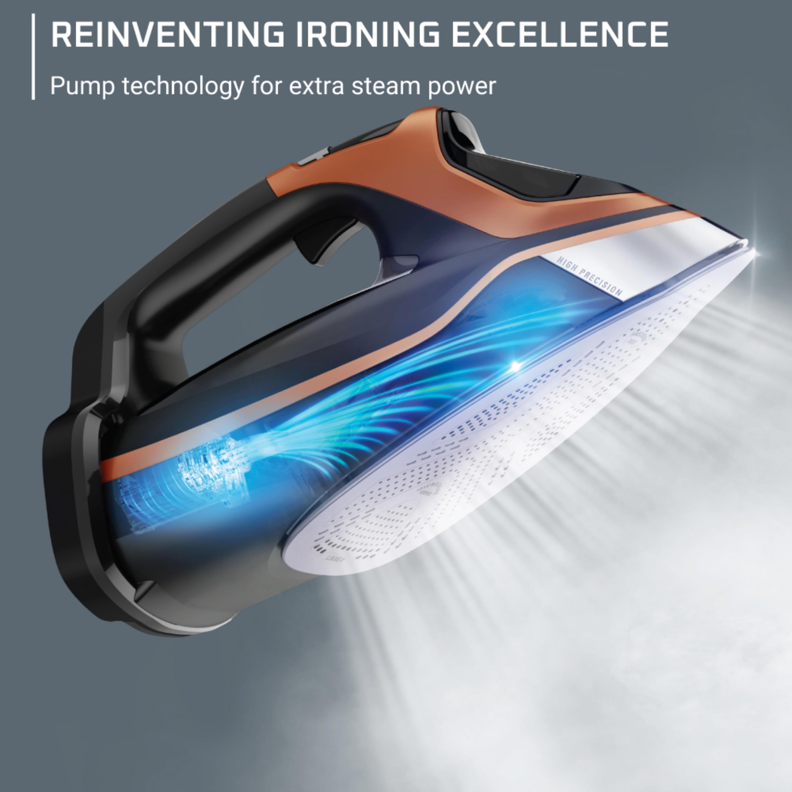 Rowenta DW9580 uses 1850-watt power for rapid heat and fast ironing sessions.