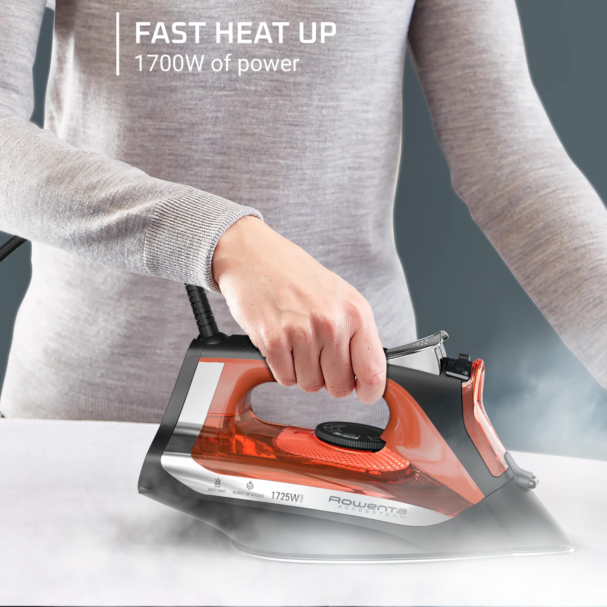 Rowenta Access Steam Iron precision tip reaches tight seams.