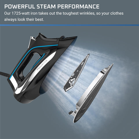 Rowenta iron shows auto-off safety feature for peace of mind.