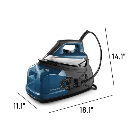 Rowenta Steam Station on an ironing board for quick, on-demand touch-ups