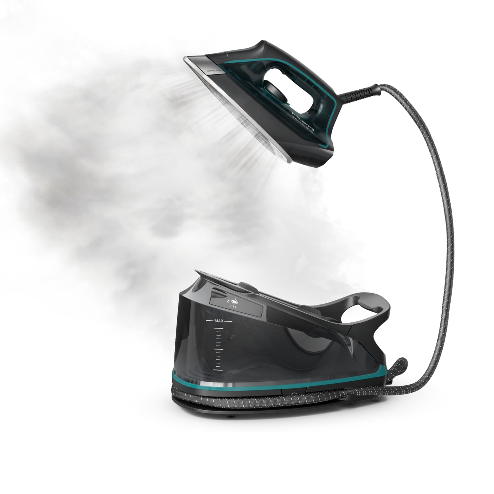 Rowenta DG7626 steam iron high-pressure system for fast wrinkle removal.