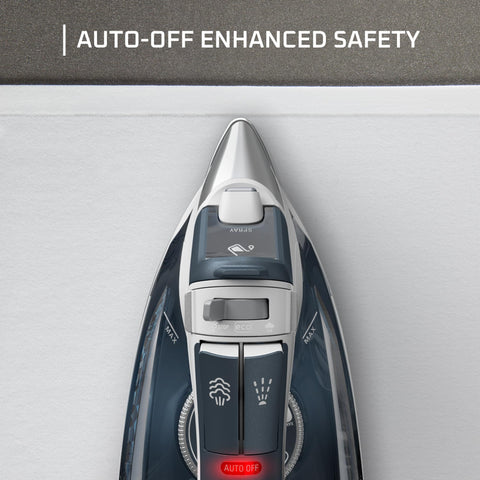 Rowenta Focus Excel ergonomic handle design supports comfortable ironing sessions.