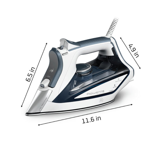 Rowenta Focus Excel steam-coverage with 400+ holes ensures uniform fabric treatment.