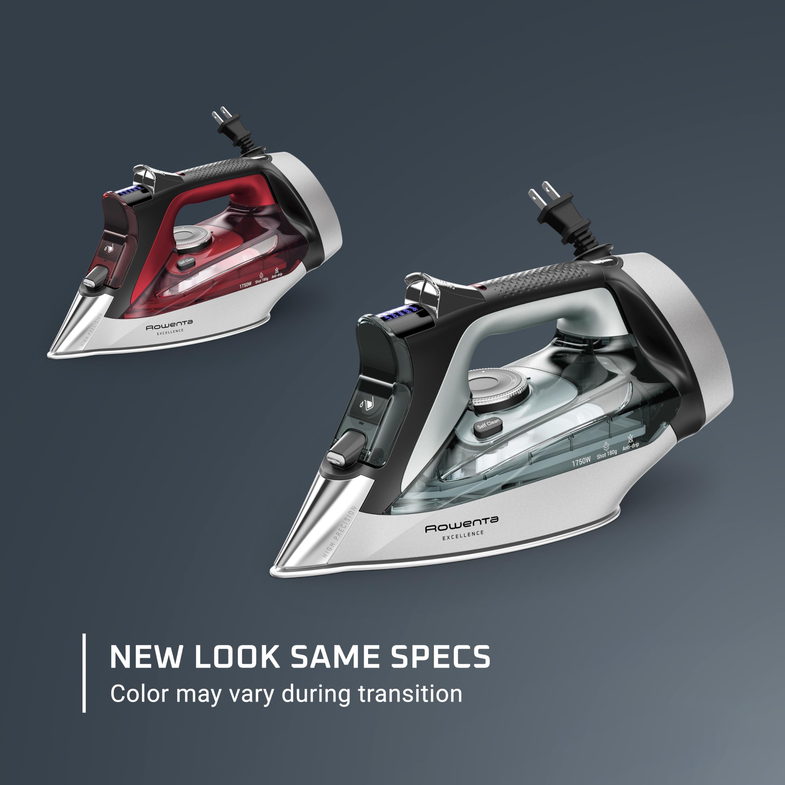 Rowenta Focus Excellence retractable cord enables easy storage and flexible ironing.