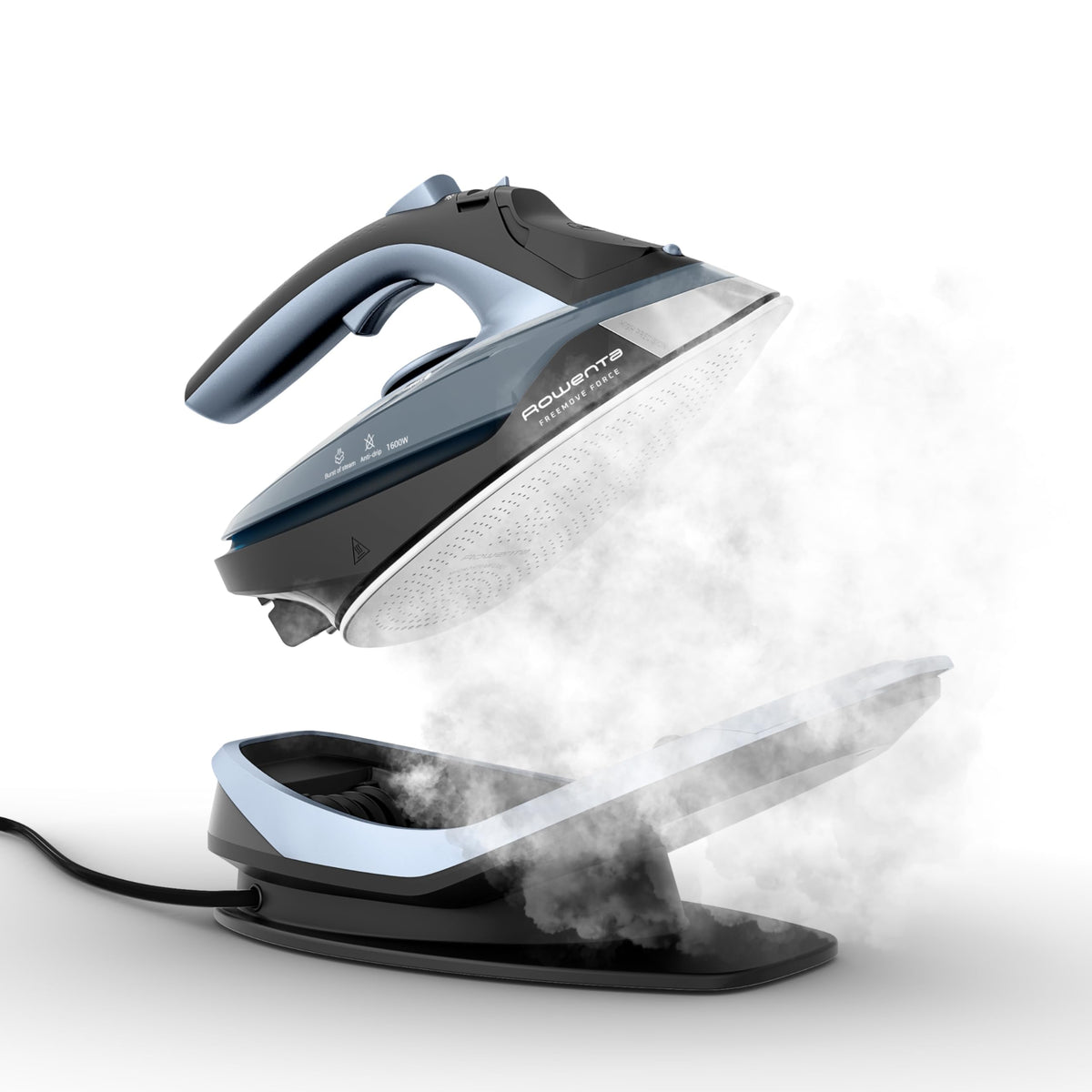 Rowenta Freemove cordless iron heats up in 30 seconds for quick wrinkle removal.