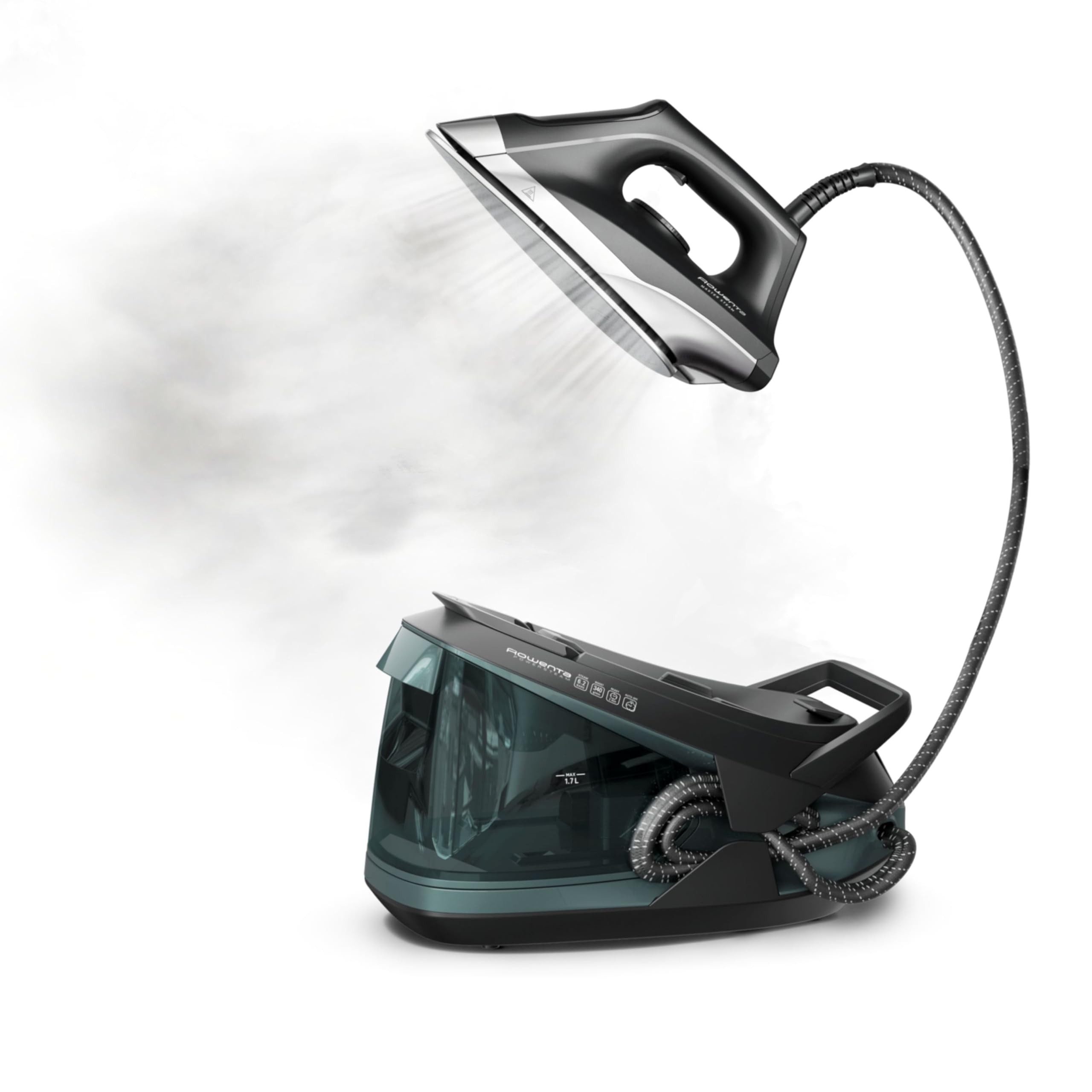 Rowenta Master Steam Station front view showing a powerful professional iron and steamer.