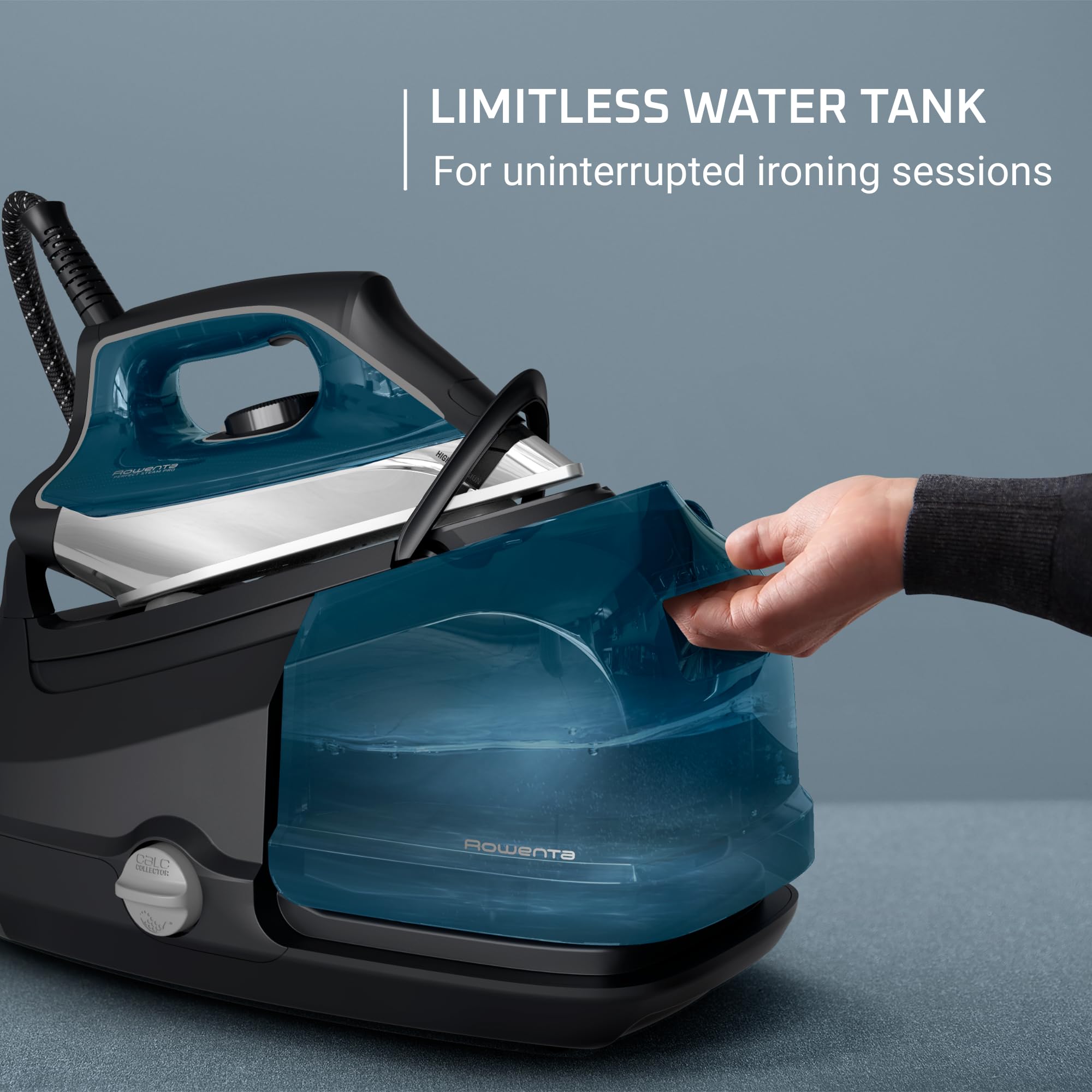 Rowenta Microsteam soleplate with 400 holes provides precise steam coverage
