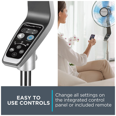 Rowenta five-speed settings displayed for flexible comfort from Turbo Boost to Silent Night.