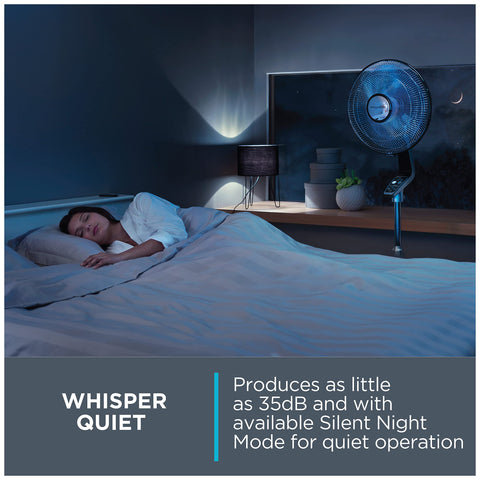 Rowenta 8-hour timer feature enabling scheduled cooling around the day’s rhythm.
