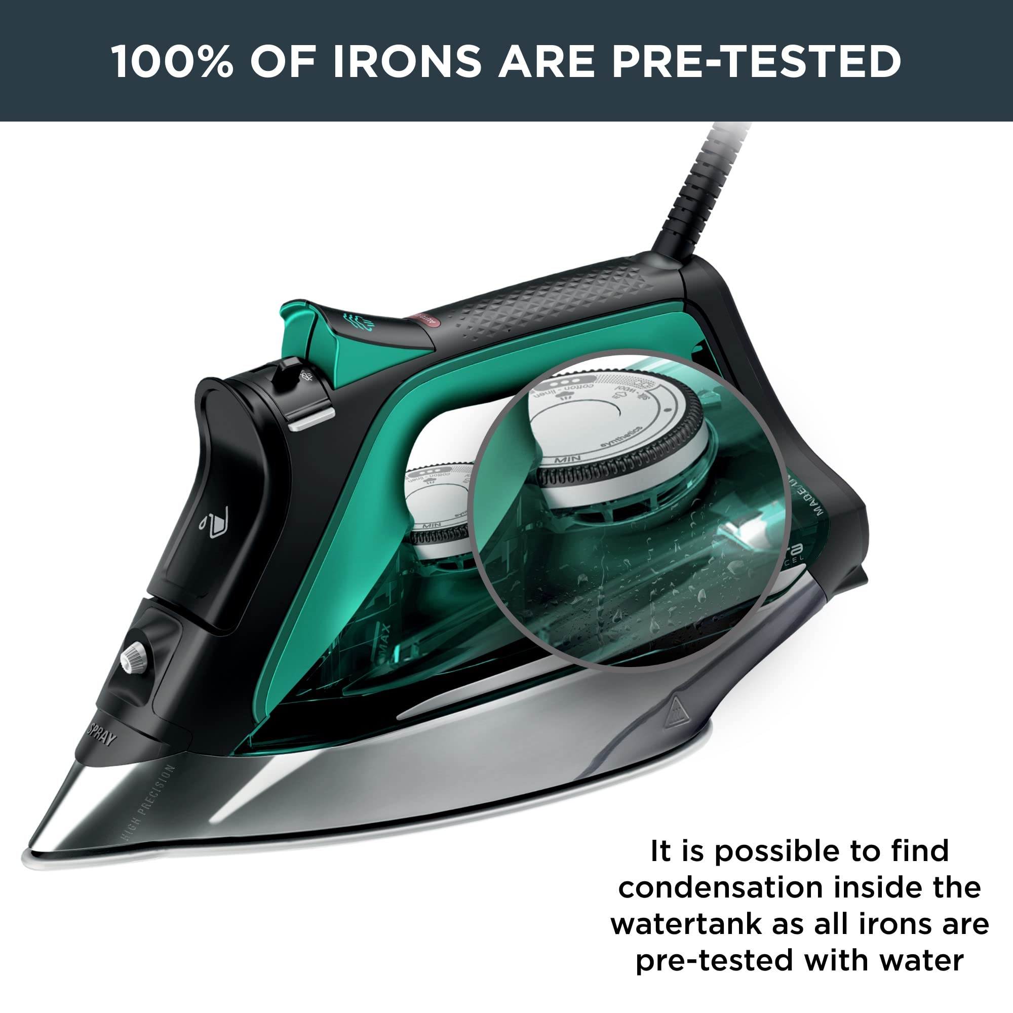 Rowenta Pro Master ergonomic handle supports comfortable ironing sessions.