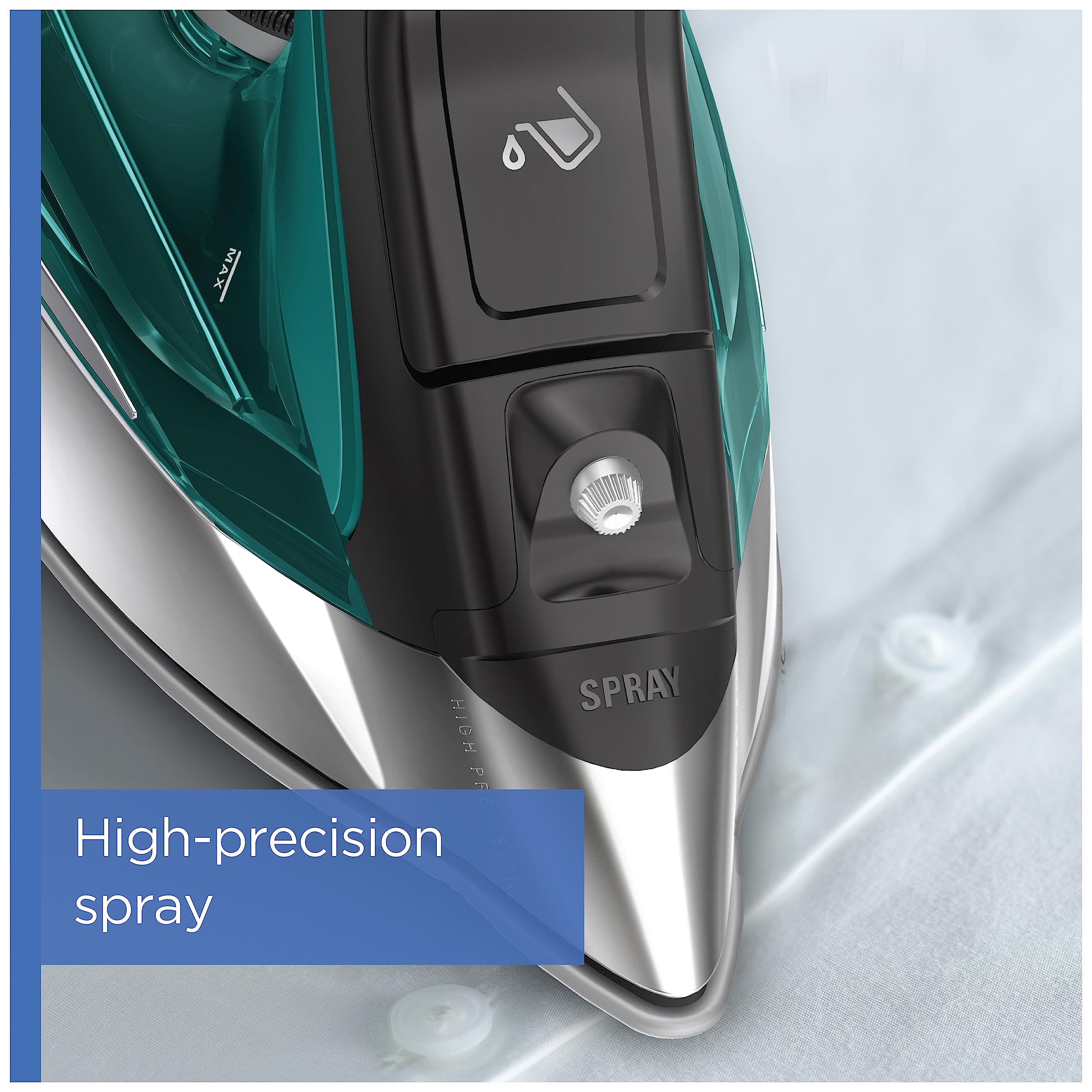 Rowenta Pro Master high-precision spray targets stubborn creases.