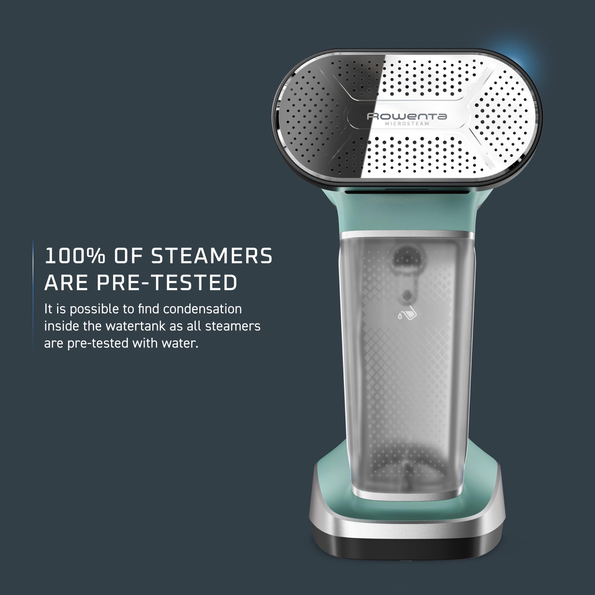 Rowenta Pure Force 7 oz tank supports longer steaming sessions.
