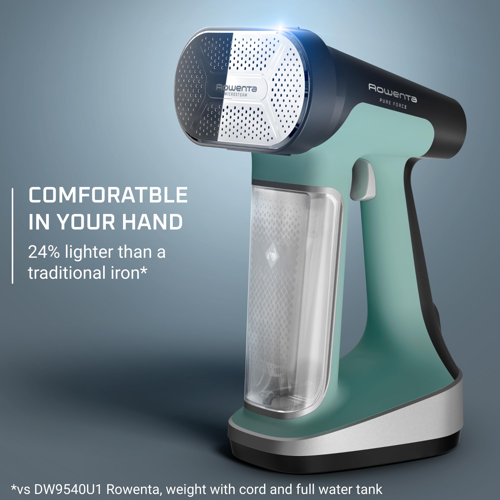 Rowenta Pure Force continuous steaming mode keeps fabrics refreshed with ease.