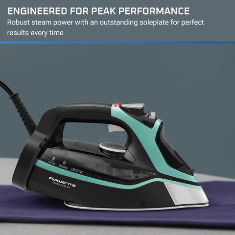 Rowenta Steam Force laser-finish soleplate gliding smoothly on delicate fabrics.