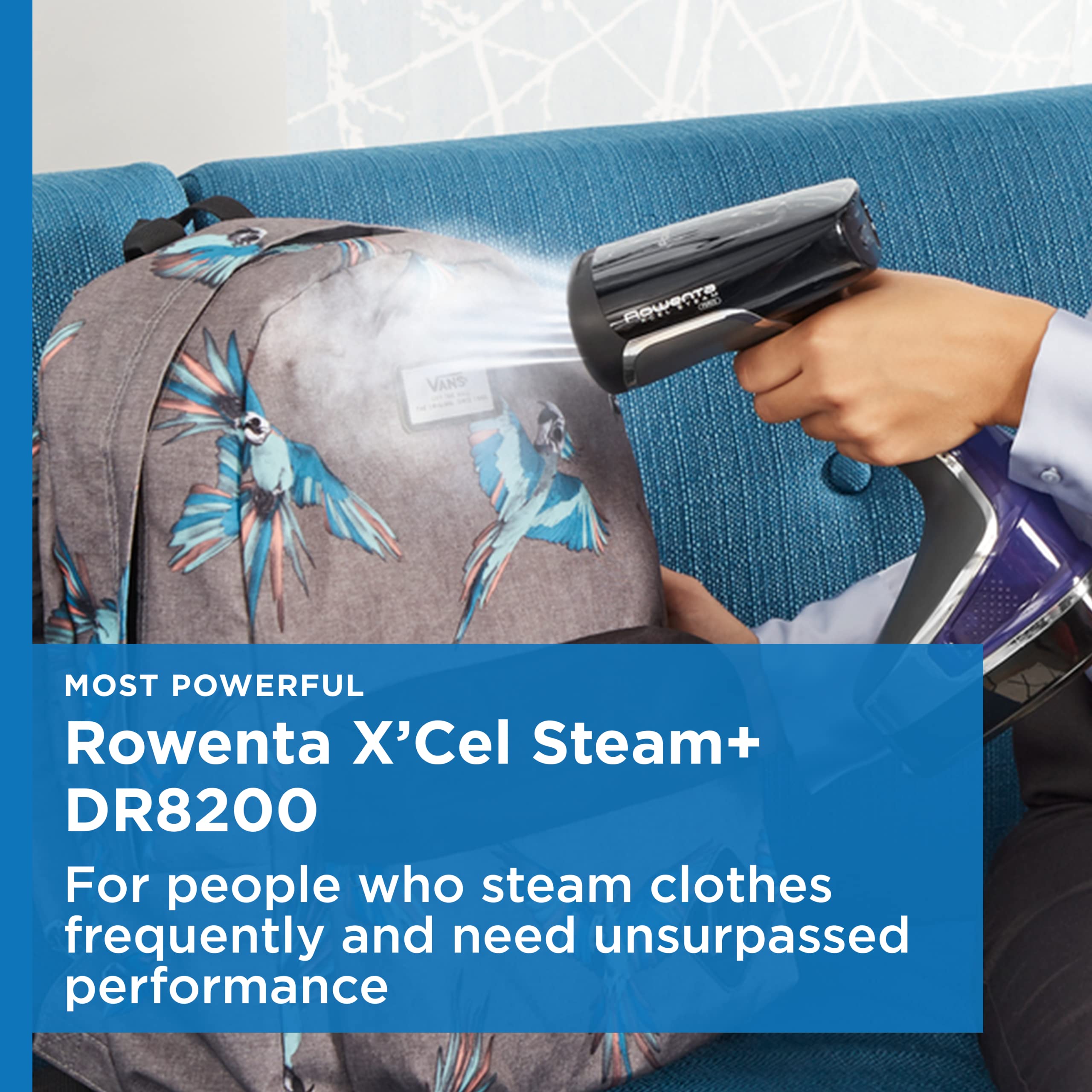 Rowenta X-Cel steamer delivers strong steam to tackle wrinkles fast.