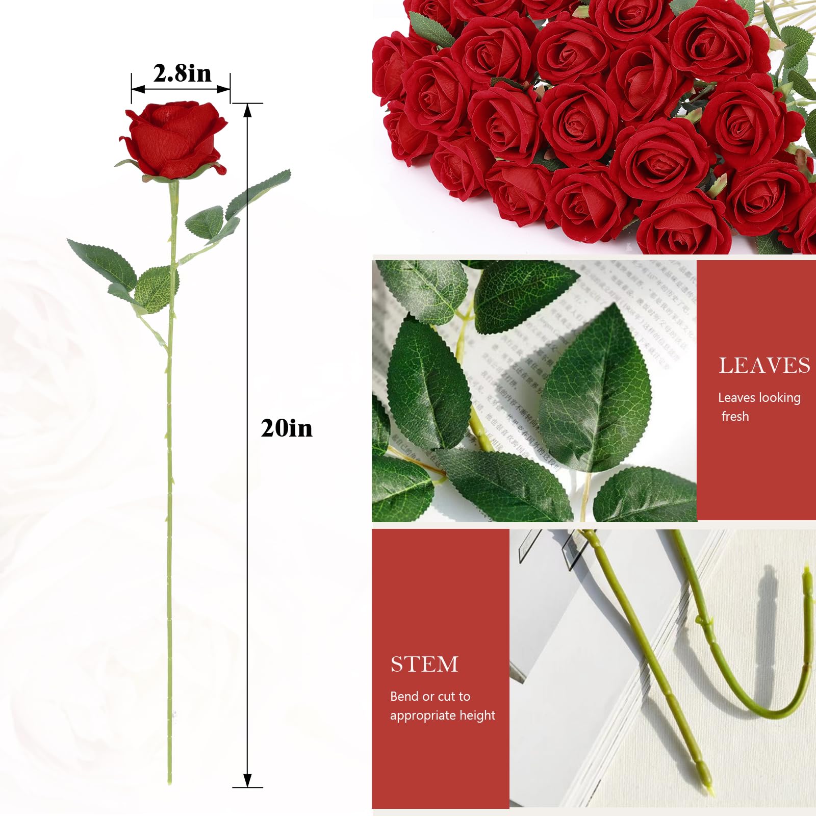 Rowfad artificial rose close-up showing lifelike petals and shading