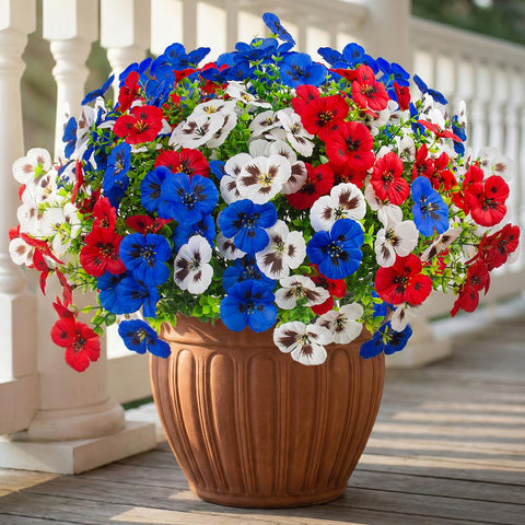 Rowfad durable artificial pansies with green stems stay lively outdoors
