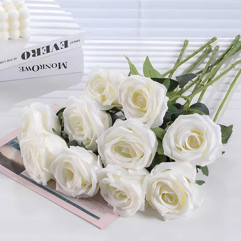 Rowfad white roses for home decor add timeless charm to any room