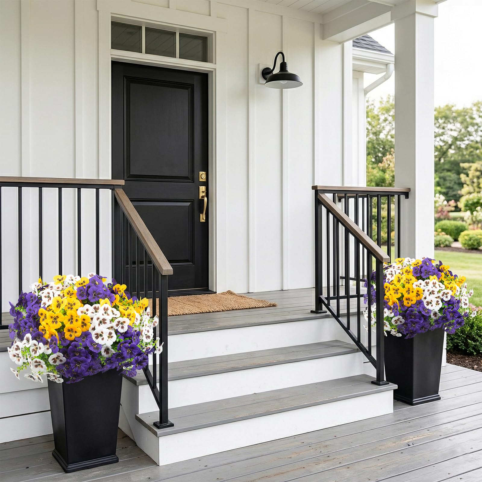 Rowfad pansies close-up highlights detailed petals for outdoor displays.