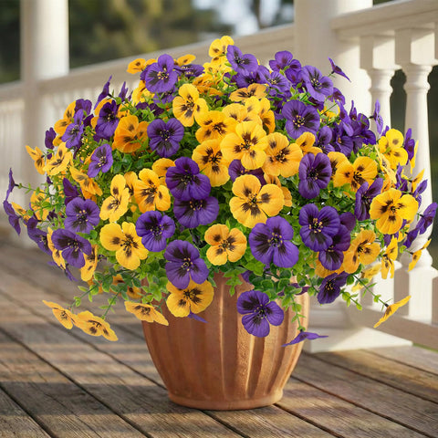Rowfad durable outdoor pansies blend plastic and silk for longevity