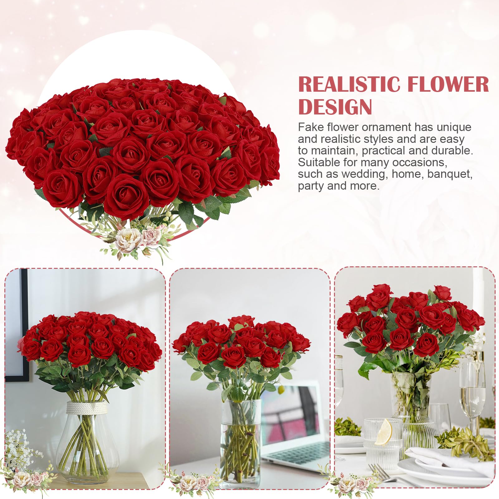 Rowfad Valentine's Day roses decorate romantically without upkeep