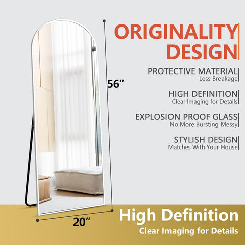Rowjut arched mirror offers free-standing or wall-mount options for flexible placement