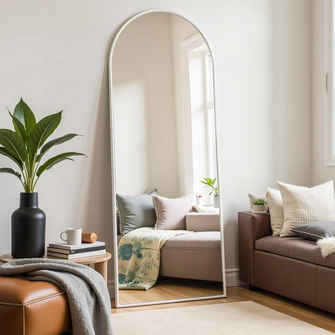 Rowjut floor mirror arched design for full-body viewing in any room